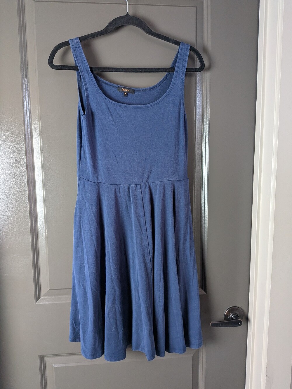 Quince Blue Sleeveless Scoop Neck Mini Dress Tencel